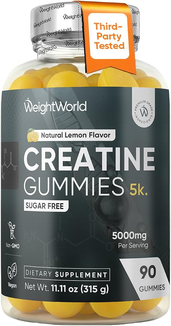 WeightWorld Sugar Free Creatine Monohydrate Gummies 5g | 90 Ct, 30 Servings