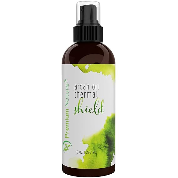 Premium Nature Argan Heat Protectant Spray for Hair Protection - 8oz Thermal Spray Suitable for All Hair Types, Moisturizes for Smooth, Sleek Look, Silicone Free, Natural Scent