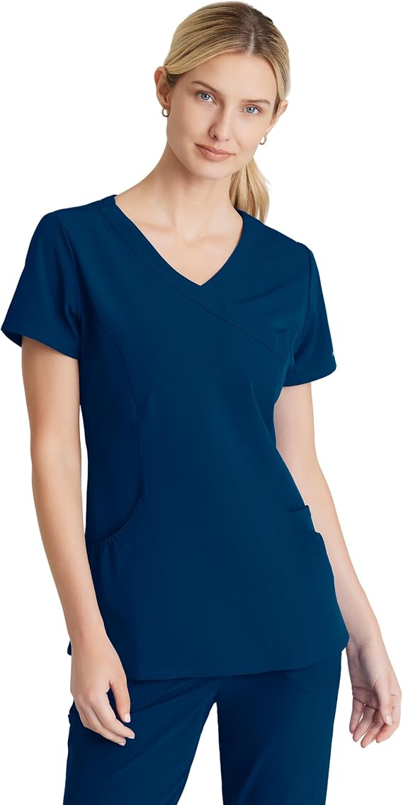 BARCO Skechers Vitality Charge Scrub Top for Women - V-Neck Medical Top, 4-Way Stretch Women's Scrub Top