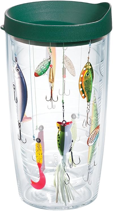 Tervis Fishing Lures Made in USA Double Walled Insulated Tumbler Travel Cup Keeps Drinks Cold & Hot, 16oz, Classic | Made in USA, Double-wall Insulated, Shatterproof, BPA-Free, Dishwasher Safe, Fits Most Cupholders, Gifts under $20