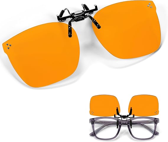 OptiCraft Clip On Blue Light Blocking Glasses for Men Women Cat Eye Flip-Up