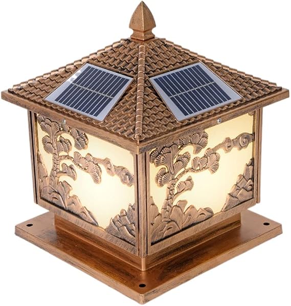 Courtyard Light Ip65 Waterproof Outdoor Solar Powered & And Power Link Post Lamp And Simple Solar Pillar Lantern Wall Solar Pillar Lamp For Lawn Garden Exterior Post Light Fixtur,A,25 * 25cm