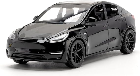 Tesla Model Y 1:32 Scale Model Car, die Cast Alloy Electronic Toy With Pull Back Function, With Lights and Music, Mini Vehicle Toy as a Gift for Children (Black)