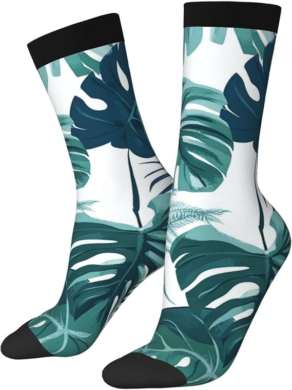 Socks for Women Men Warm Crew Socks Tropical leaves pattern Sock Soft Breathable Thermal Winter Sock
