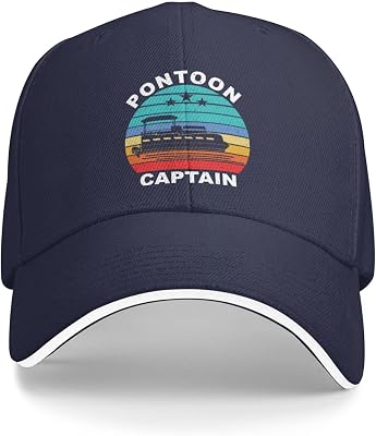Kkaingg Hat Pontoon Captain Vintage Pontoon Boat Baseball Cap Men Gifts Trucker Hat Women Sun Hat Dad Cap Fishing hat Black