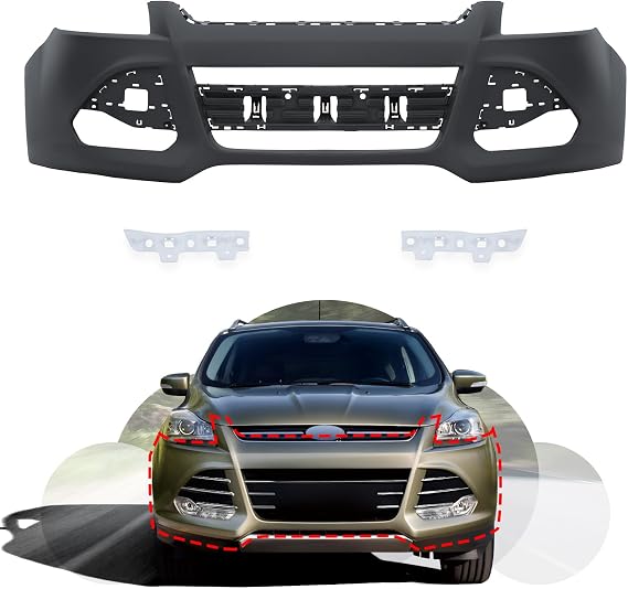 PENSUN Front Bumper Cover Fit For 2013 2014 2015 2016 Ford Escape Primered Replacement CJ5Z17D957ACPTM (1pcs Front Bumper Cover)
