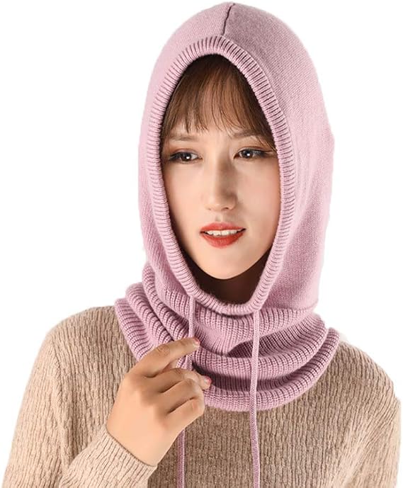 YEKEYI Women Balaclava Hood hat Winter Knitted Beanie Hats Ski Mask Ski Cap Outdoor