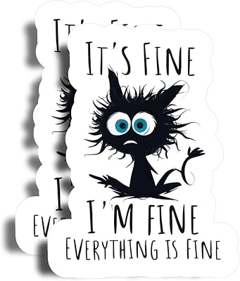 2 Pack 5 Black Cat Fine Im Fine Magnet - Thick Strong Magnet - Made in USA