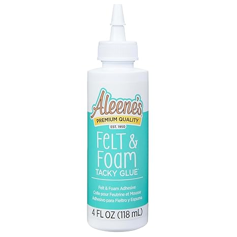 Aleene's Felt & Foam Tacky Glue, Fast-Grab Craft Glue for Felt, Foam, Pom-Poms, Feathers & DIY Crafts, Clear-Drying, 4 fl. oz.