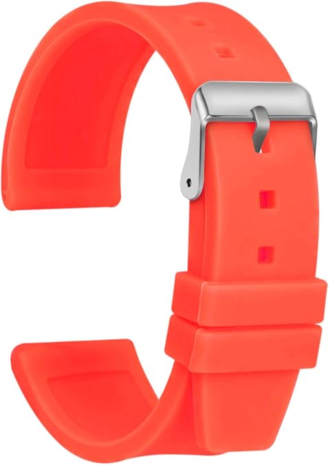 Silicone Watch Strap Replacement Rubber Watch Band Waterproof Smooth Flexible Men Women - 16mm, 18mm, 20mm, 22mm, 24mm, 26mm, 28mm Watch Bracelet with Silver Buckle
