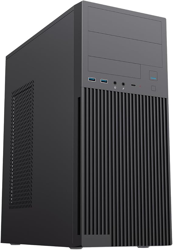 CiT Academy Office PC Case Micro ATX, Computer Case with 500W PSU, Black