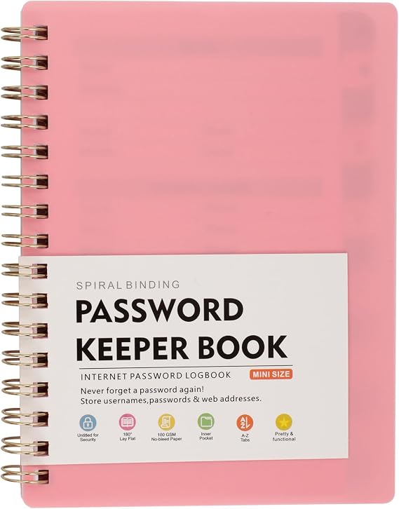 Small Password Keeper Book with Alphabetical Tabs (5.7"x4"), Internet Password Organizer Notebook for Home & Office Use