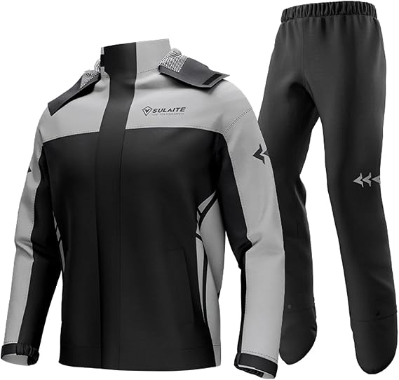 Lixada Waterproof Motorcycle Rain Suit Men Women Cycling Rain Gear Jacket and Pants with Storage Bag