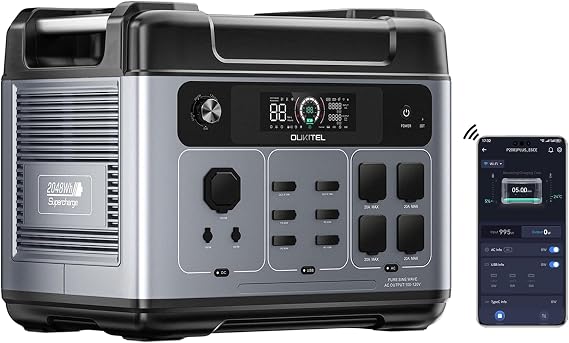 OUKITEL P2001 Plus 2400W Solar Generator, 2048Wh Solar power station(Solar Panel Optional), 1800W Fast Charging, Smart APP Control Emergency Power Station for Home, Camping, Outdoor Battery Backup
