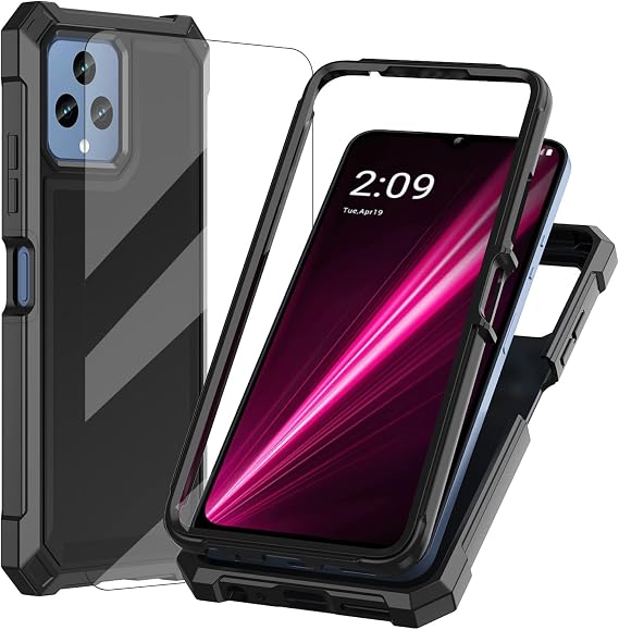 Ailiber for T-Mobile Revvl 6/6X 5G Case, Dual Layer, Screen Protector-Black