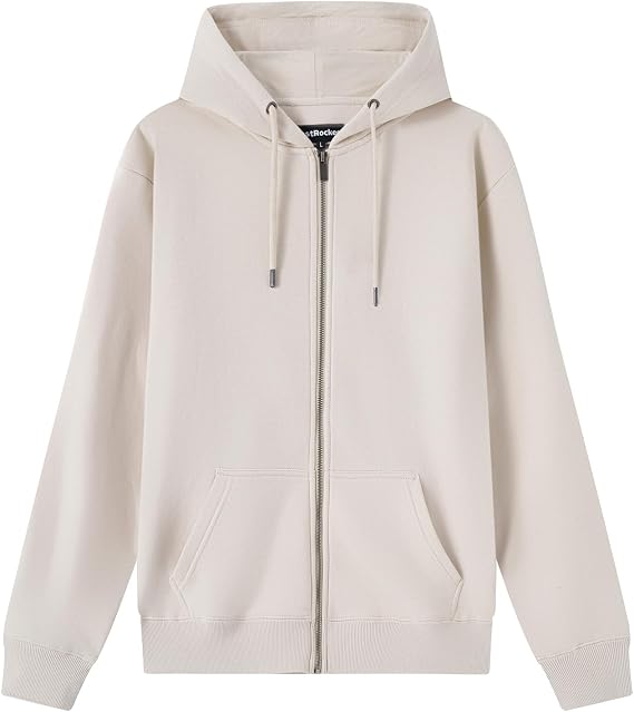Men's Fleece Lined Full Zip Long Sleeve Drawstring Hoodies Sweatshirt
