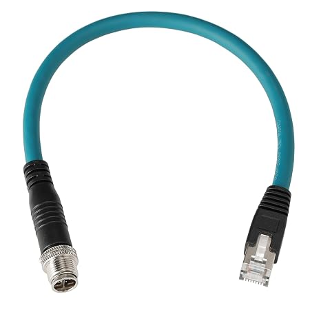 M12 Ethernet 8 Pin X Coded RJ45 CAT7e GigE Cable for Basler Cognex Vision Camera Sensor High Speed Network Switch Router PLC 30cm