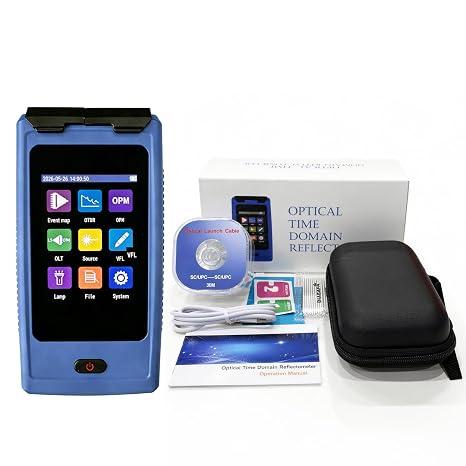 OTDR Optical Fiber Tester Mini-Pro SM 13101550nm Touch Screen with Event Map.Multi-Function Tester OPM,OLS,RJ45,VFL.Test Range 10m-60km Dynamic Range 24db22db Connector UPC with FCUPC-FCAPC-SX