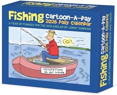 Willow Creek Press, Fishing Cartoon A Day 2026 Desk Calendar, 6.18 X 5.43, Daily Calendar with Adhesive Binding