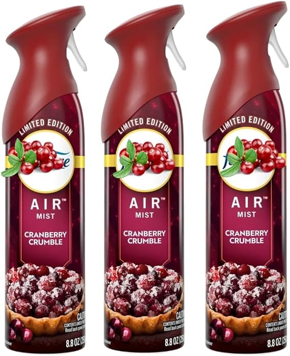 F.e.b.r.e.z.e Air Mist, Odor-Fighting Air Freshener(Mist) 3ct (Cranberry Crumble)