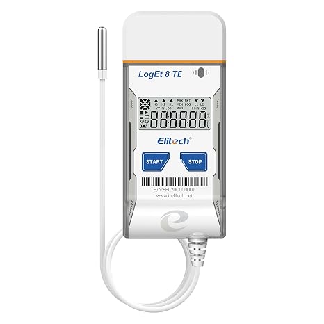 Elitech USB Temperature Data Logger Reusable Temperature Recorder Refrigerator Thermometer High Accuracy External Temperature Sensor, Auto PDF Report USB Port 16000 Points LogEt8TE-2Pack,40~85C
