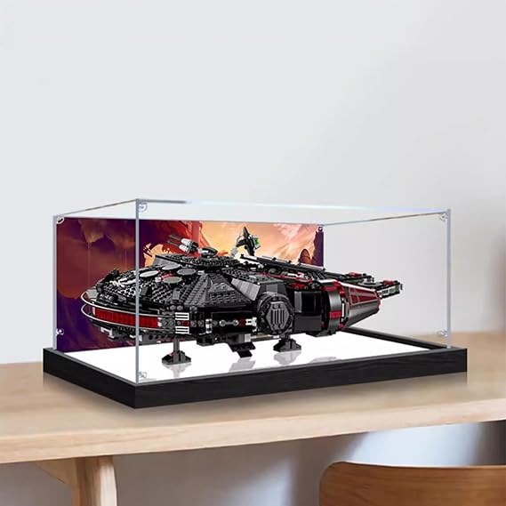 Acrylic Display Case for Lego 75389 Dark Millennium Falcon Building Set Dustproof Display Box & Showcase, Compatible with Lego 75398 -Only Display Case(Back Spray)
