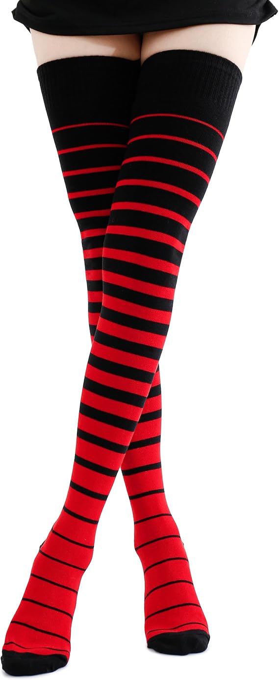 Kayhoma Extra Long Gradient Zebra Stripe Thigh High Socks Over the Knee High Socks,2 Pairs
