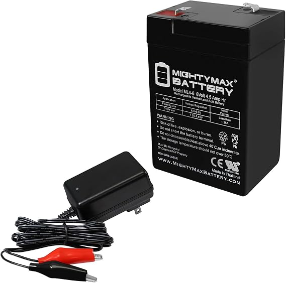 Mighty Max Battery ML4-6 - 6 Volt 4.5 AH SLA Battery Includes 6V Charger