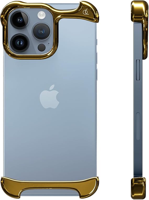 Arc Pulse AC25125i13P iPhone 13 Pro Case, Aluminum Bumper, Shockproof, Shock Absorbing, European Design, Slide-On Installation, Protective Cover, Mirror Polished Aluminum, Magsafe Compatible, Lightweight, Mirror, Gold