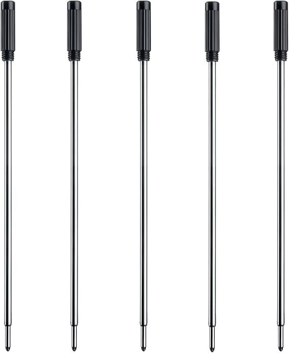 DunBong Replaceable Ballpoint Refills, 1.0mm Medium Point, 5-Pack - Black | Smooth 1.0mm medium point | Quick-dry ink | Lightweight metal body | 4.5" length | Office/school/home
