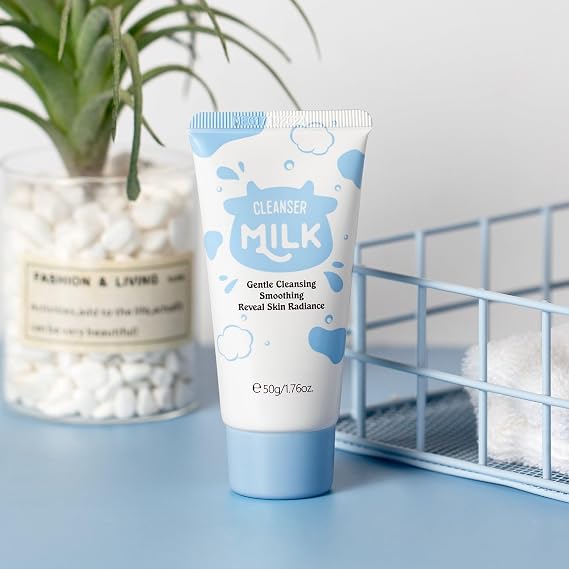 Milk Face Wash - Hydrating and Gentle Facial Cleanser for All Skin Types, Gentte Cleansing for Pore Care, Smoothing, Reveal Skin Radiance, 50ml / 1.7 Fl.Oz
