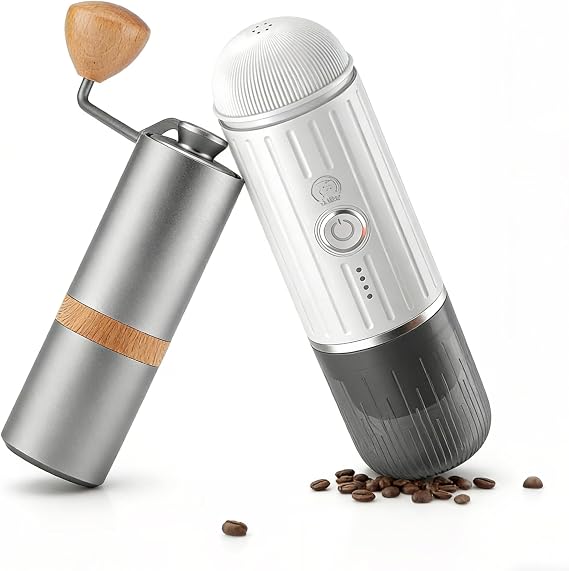 i Cafilas Portable Espresso Coffee Maker with Manual Coffee Grinder,for Travelcarhiking and climbing