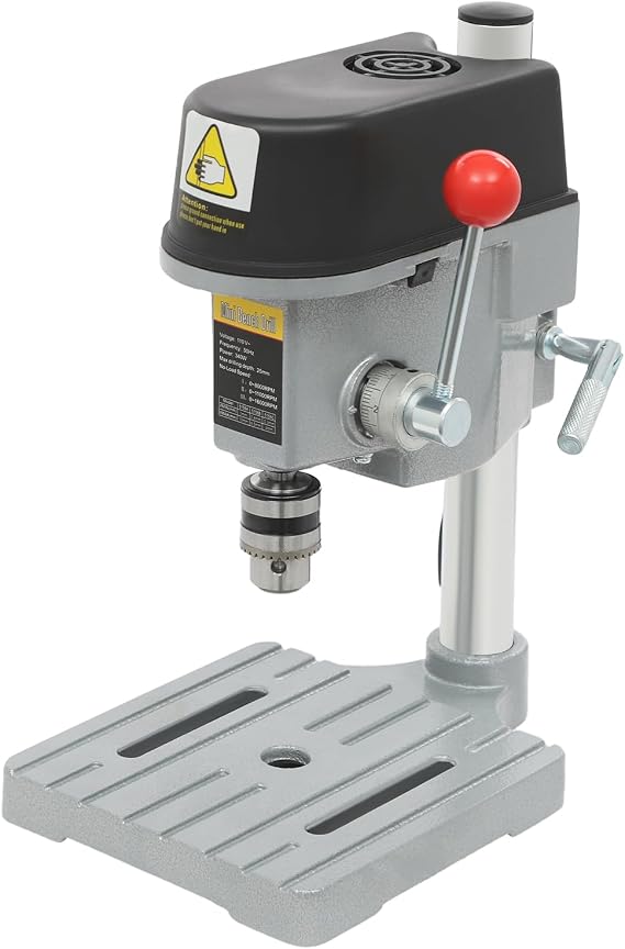 Mini Benchtop Drill Press, 3 Adjustable Speed 340W 110V Tabletop Drilling Machine Drill Press Rotary Tool Workstation Stand Mini Precision Benchtop for Metal Wooden Jewelry DIY and Crafts Projects