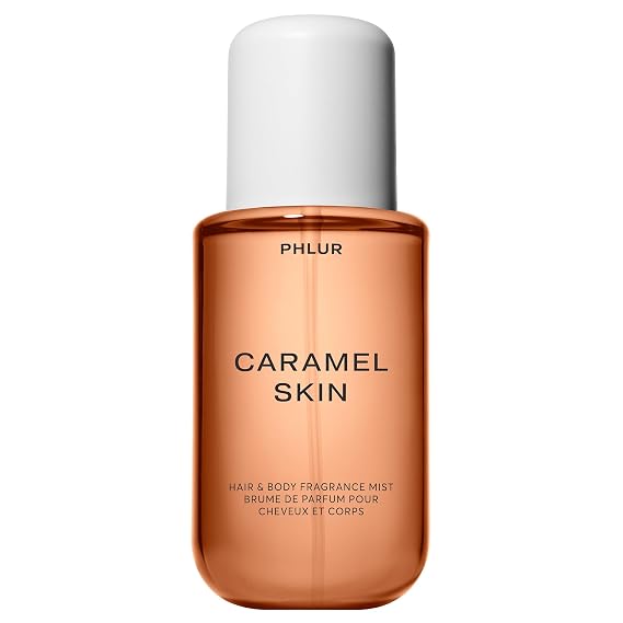 PHLUR Caramel Skin Body Mist, 8 Fl Oz Hair and Body Perfume for Women | Warm Caramel Vanilla Body Spray with Bergamot, Sandalwood and Musk Fragrance