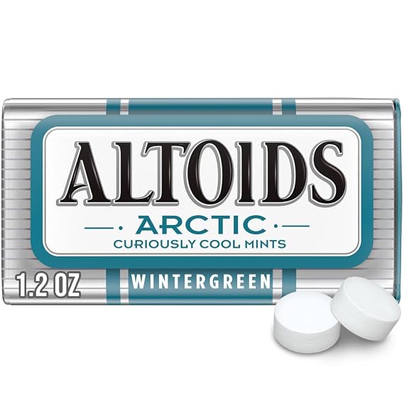 ALTOIDS Arctic Mints, Wintergreen, Breath Fresheners Candy, 1.2 oz | Fresh breath, hard candy mints, Wintergreen, travel essentials