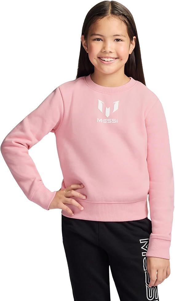 Messi Girls' Long Sleeve, Standard Fit Crewneck Sweatshirt, Comfortable Cotton Blend