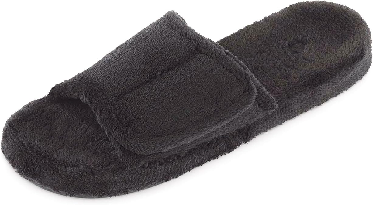 Acorn Men's Spa Slide Slippers with Adjustable Strap and Soft Terry Lining
