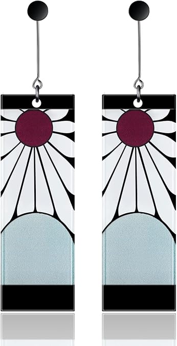 925 Sterling Silver Tanjiro Earrings,Anime Cosplay Tanjiro Black Earrings Ear clip For Men Women Earrings