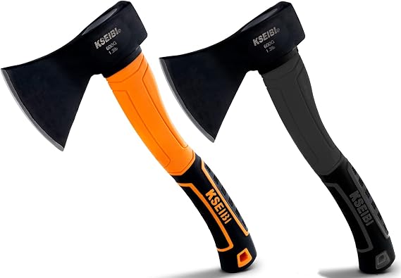KSEIBI Camping Axe Black and Orange Bundle 14 inch Hatchet