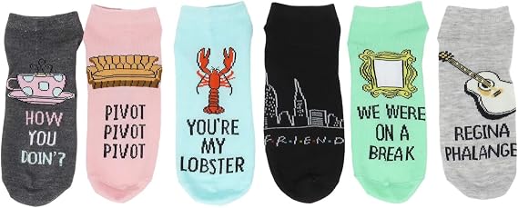Hyp Friends Television Series Juniors/Womens 6 Pack Ankle Socks