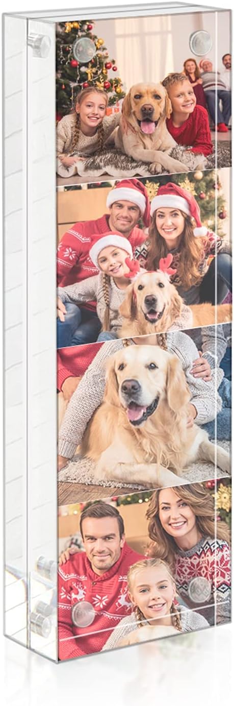NIUBEE Photo Booth Acrylic 2x6 Picture Frame, Double Sided Mini Block Desktop Display