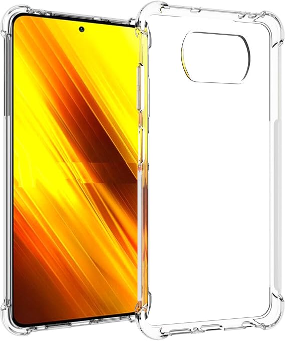 USTIYA Case for Xiaomi Poco X3 / Poco X3 Pro/Poco X3 NFC Clear Protective TPU Four Corners Cover Transparent Soft funda