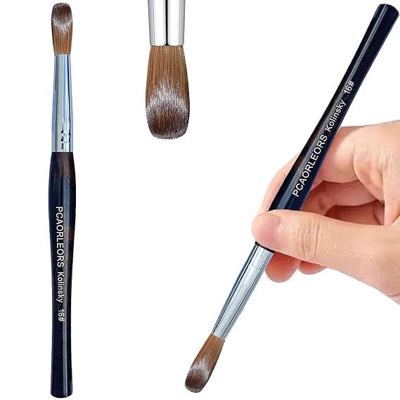 Kolinsky Acrylic Nail Brush,Ebony wood handle and 100% Pure mink Sable Hair brush, Gel brush for Acrylic power and Nail Extension #8,10,12,14,16 (#8)