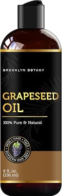 Brooklyn Botany Grapeseed Oil - 100% Pure and Natural Body, Hair, and Face Carrier Oil for Essential Oils, Aromatherapy, and Massage - 8 fl Oz