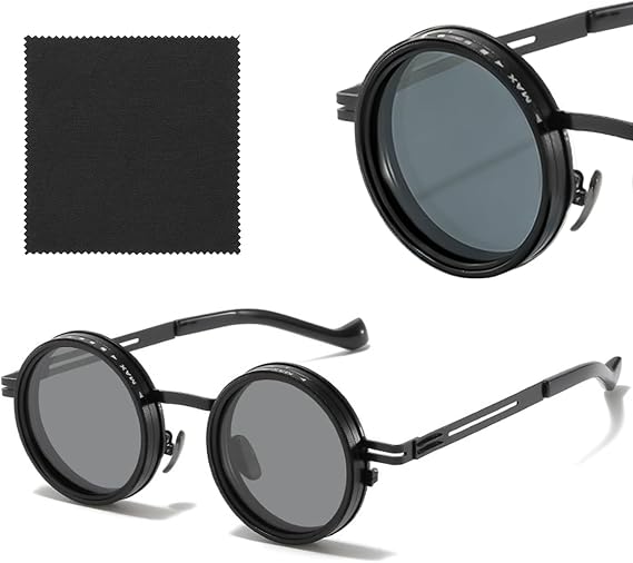 Adjustable Sunglasses, Polarized Tint Round Glasses with 1-9 ND Filter for Outdoor Activities Driving Fishing
