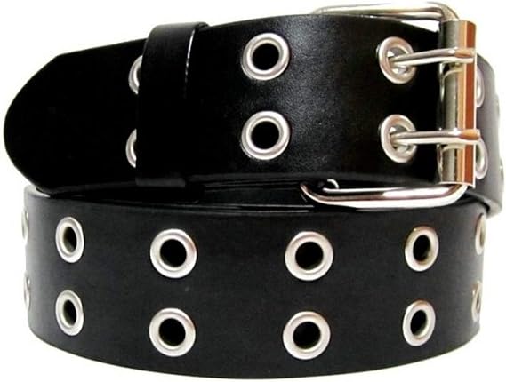 E.M.P EMP Unisex Bonded-leather Grommet 2-holes Belt Black Medium