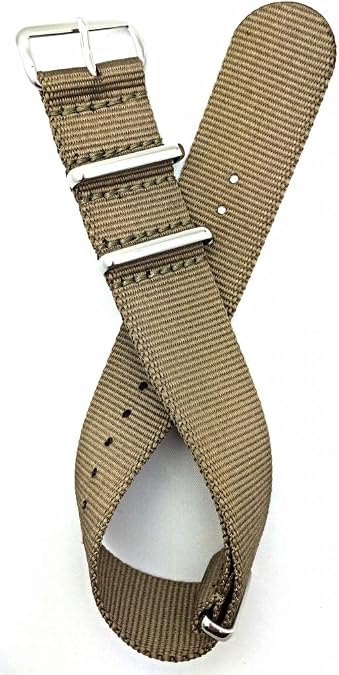 NewLife 22mm Khaki, Nylon Fabric Watchband | Vintage, Heavy Duty, Military Style Replacement Watchstrap That Brings to Any Watch for Men and Women - Khaki