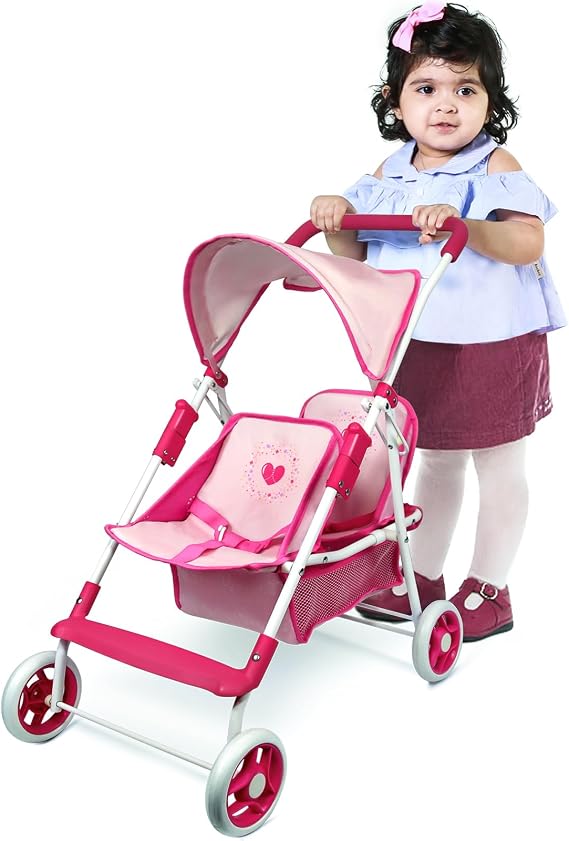 Baby Doll Collection Anivia Doll Stroller Heart Design Gifts for Toddlers and Girls Foldable Doll Stroller (DA208 Pink)...