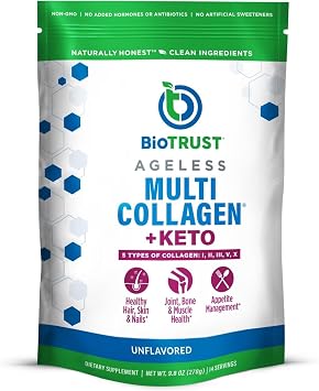 BioTrust Multi Collagen Protein Powder + Keto MCT Oil - 5 Types I, II, III, V, X & 100% Caprylic Acid C8 - Support Elevated Ketones, Metabolism, Joints & Beauty All in 1 Collagen Powder Unflavored