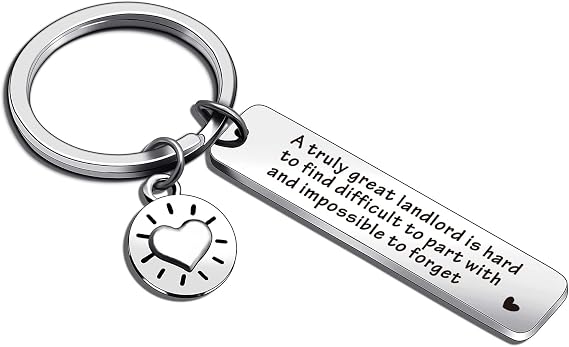 Landlord Keychain - Landlord Appreciation, Going Away, Neighbor Gift - Includes Velvet Bag - Stainless Steel, Christmas, Thanksgiving